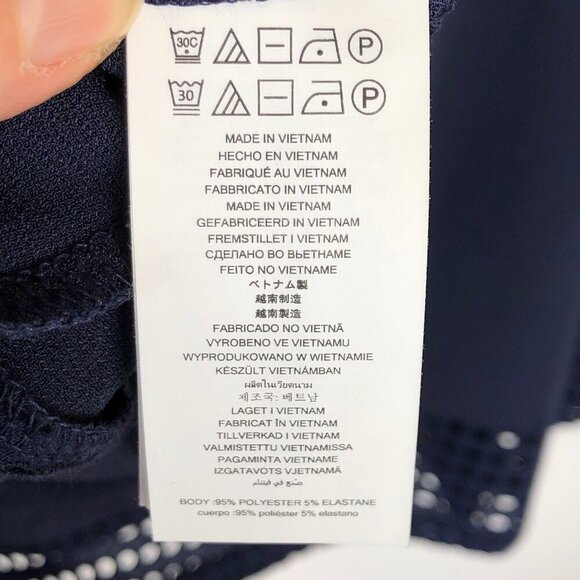 MICHAEL Michael Kors Lace Mesh Fit & Flare Dress Navy Short Sleeves Mini Dress S - Picture 15 of 16